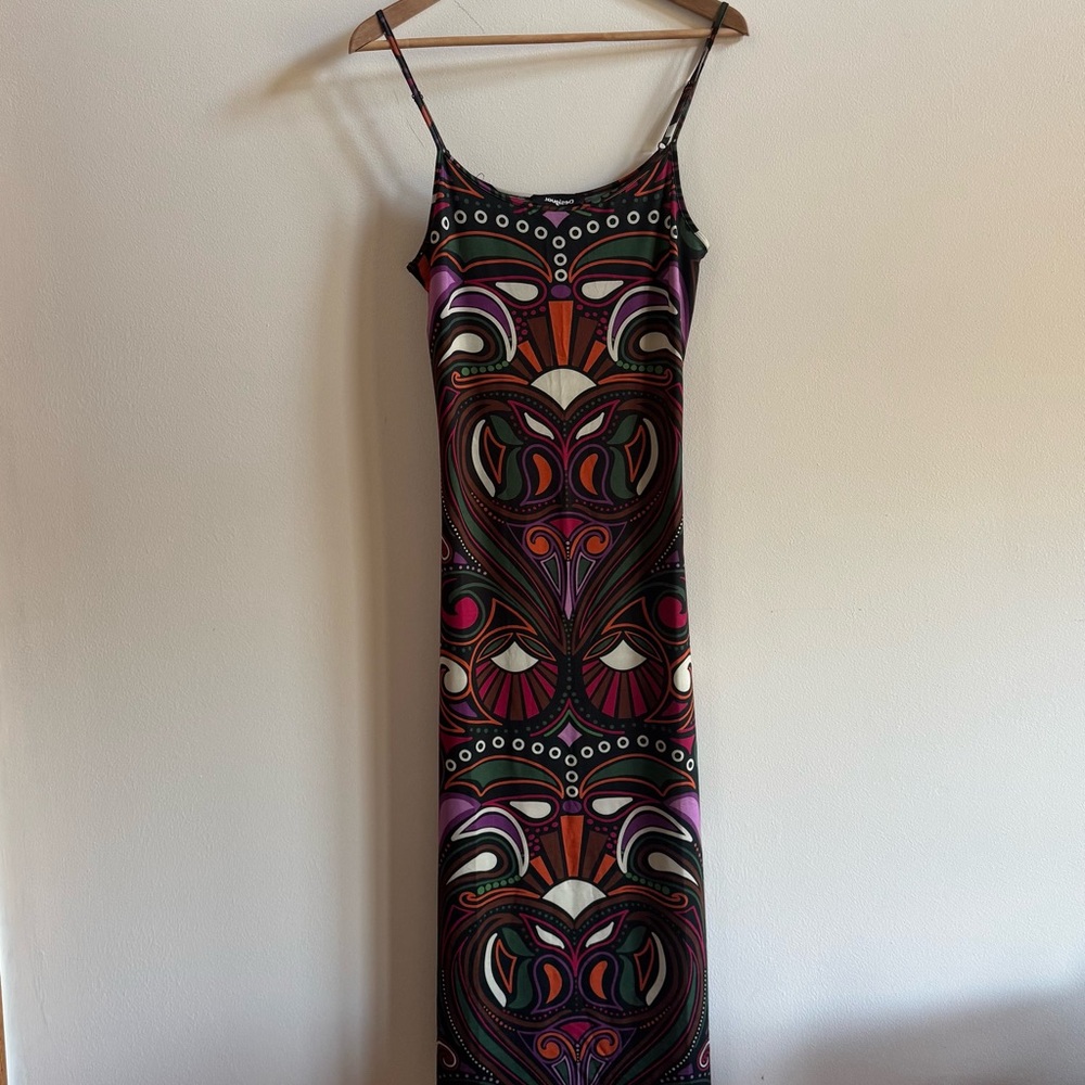 Pink and White Spaghetti Strap Bodycon Maxi Dress